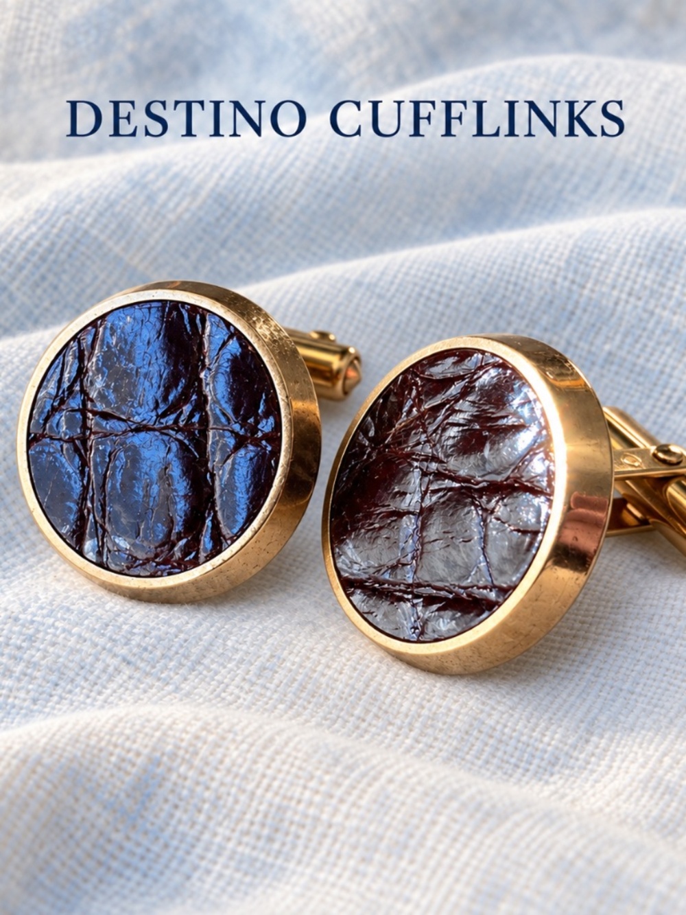 Destino Vintage Burgundy Marbled Gold Tone Cufflinks